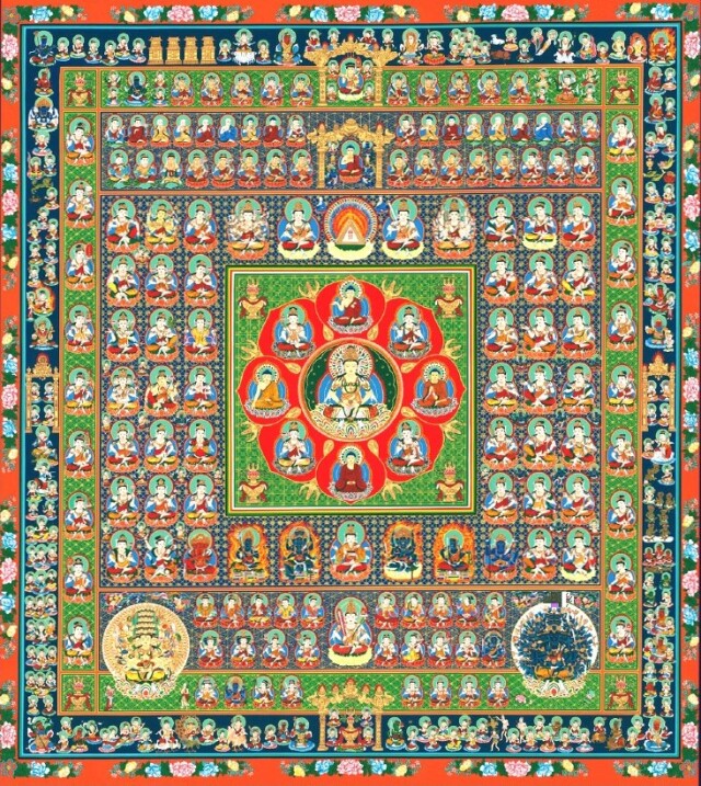 掛け軸 両界曼荼羅 (対幅) 大幅仏画 (複製画・新品) 桐箱・タトウ箱入り