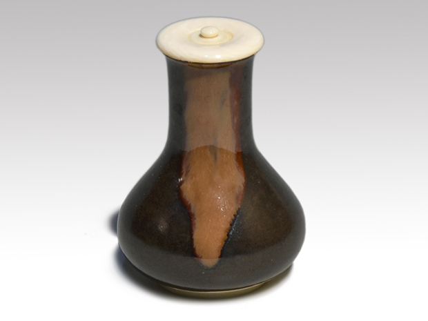 茶道具】膳所焼茶入（共箱） 膳所焼 肩衝茶入 淡海ぜぜ 陽炎園造 共箱