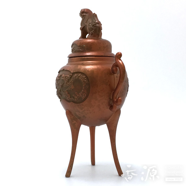 高岡銅器 金属工芸 三足 唐獅子香炉 仏教 透かし彫り 仏具 香道具 高岡
