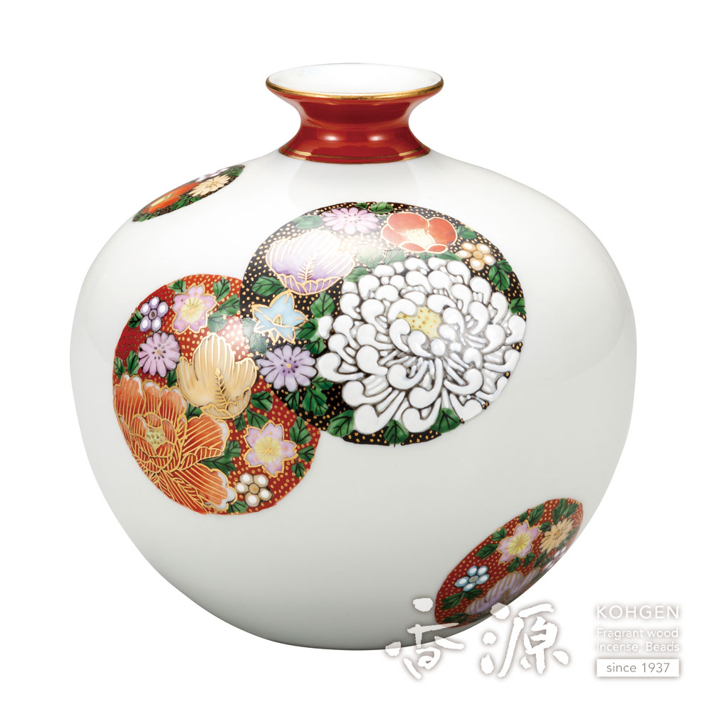 九谷焼 花詰 人気 つぼ 花瓶A 東さ6-1001① 九谷焼 花詰 つぼ 花瓶B 高