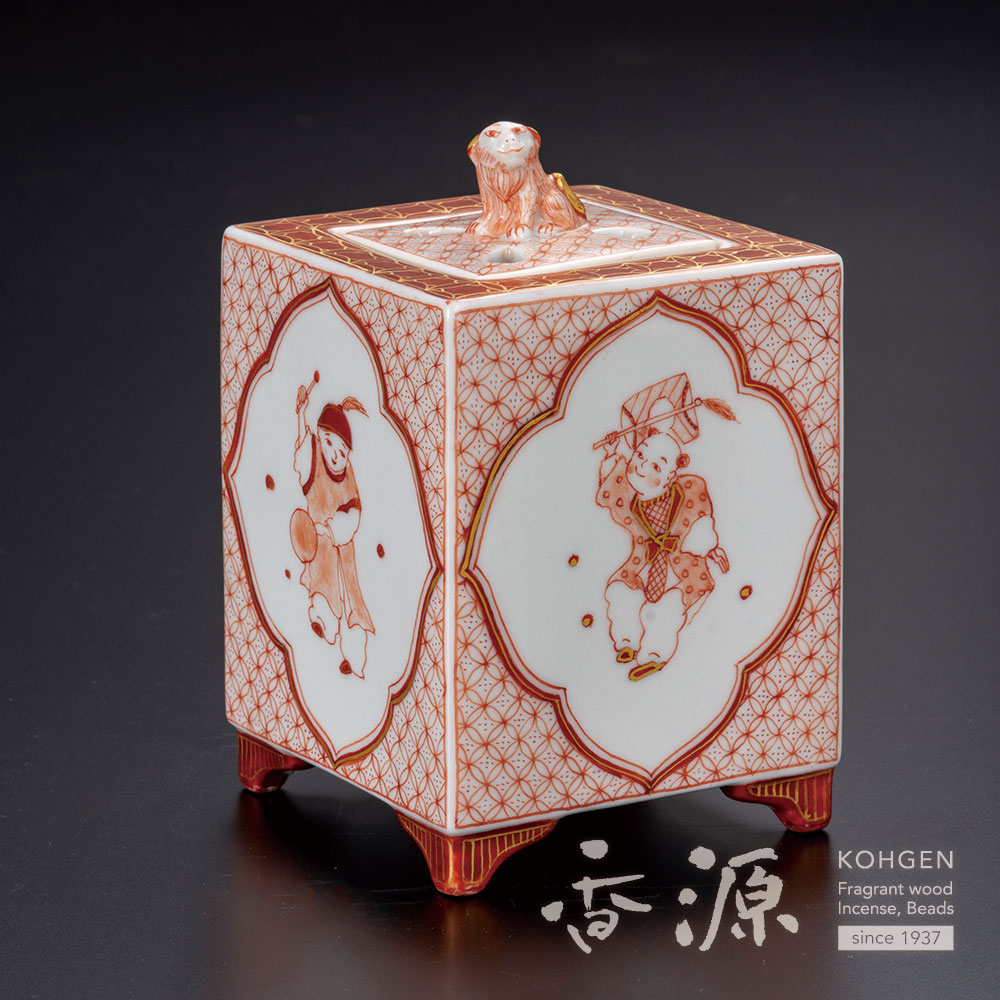 九谷焼 3.5号香炉 赤絵細描唐子文 福島礼子の通販 - お香専門店香源