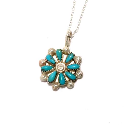 navajo ZUNI ターコイズ コーラル 925 トップ フラワー navajo ZUNI