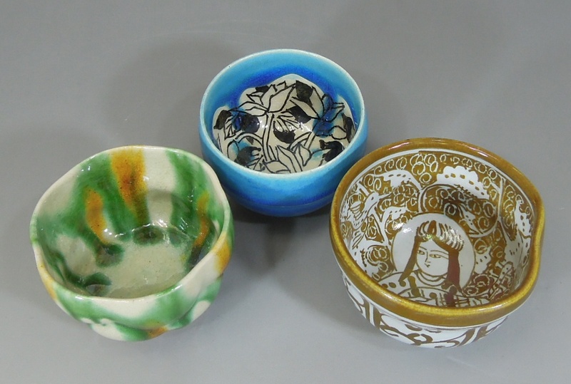 人間国宝 加藤卓男 三彩高杯 酒器盃 人間国宝 加藤卓男 三