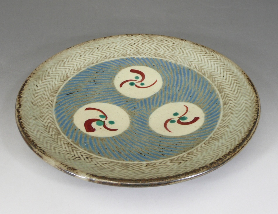 島岡達三 『象嵌赤絵草花文絵変組皿』（6枚組） 骨董の販売 [古美術