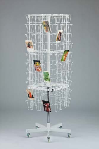 東亜鍛工 ポストカード回転ラック ホワイト 幅570×高さ1300から