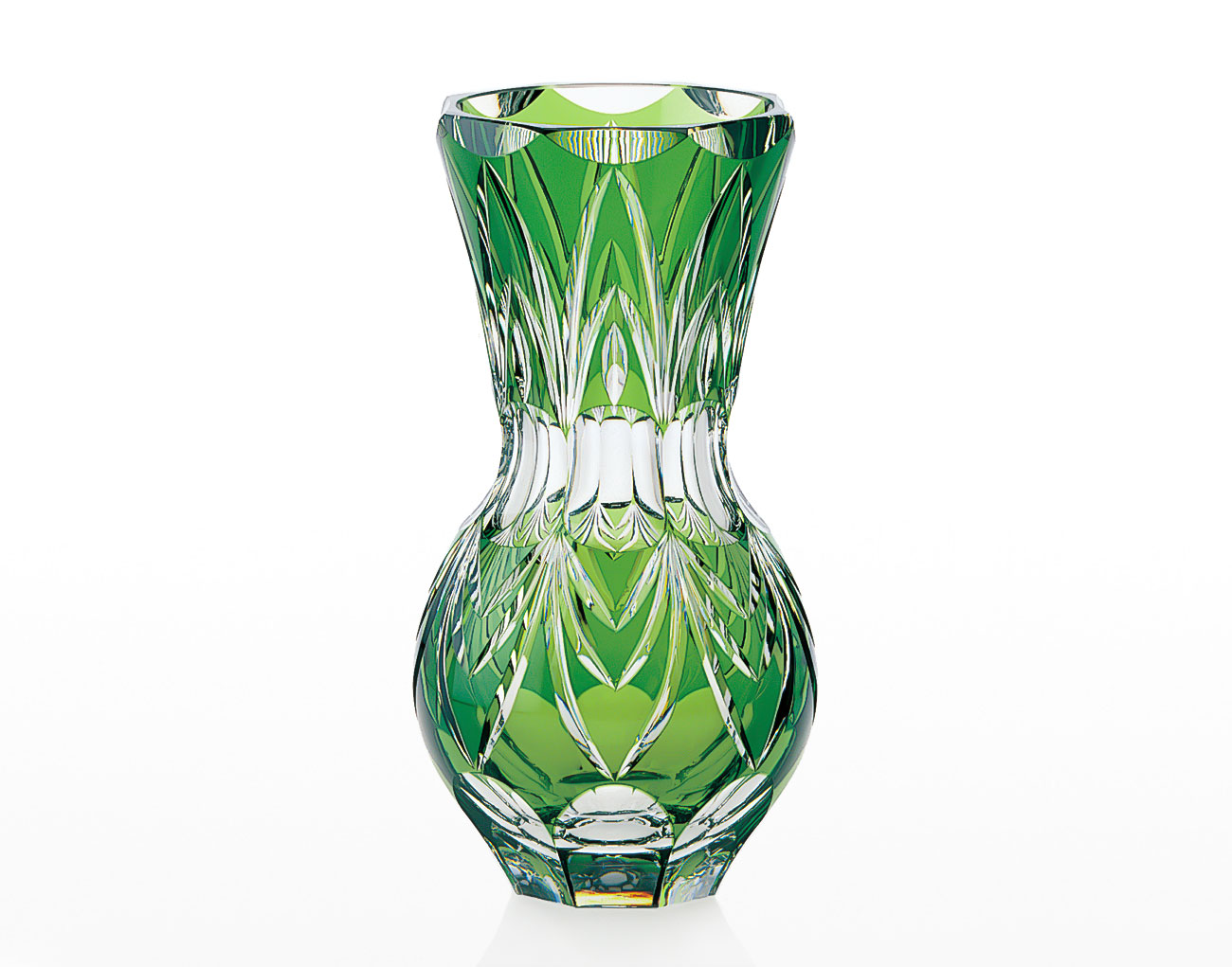 ☆カットガラスの魅力☆珍しいグリーンのドレスデンクリスタル☆スリム