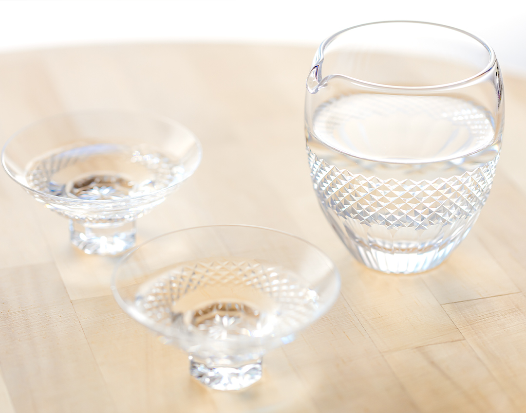 江戸切子 酒器揃＜魚子紋＞ | カガミクリスタル
