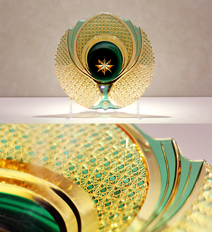 d*7様 江戸切子 伝統工芸士 但野英芳作 「兜」 飾り皿 d*7様 江戸切子