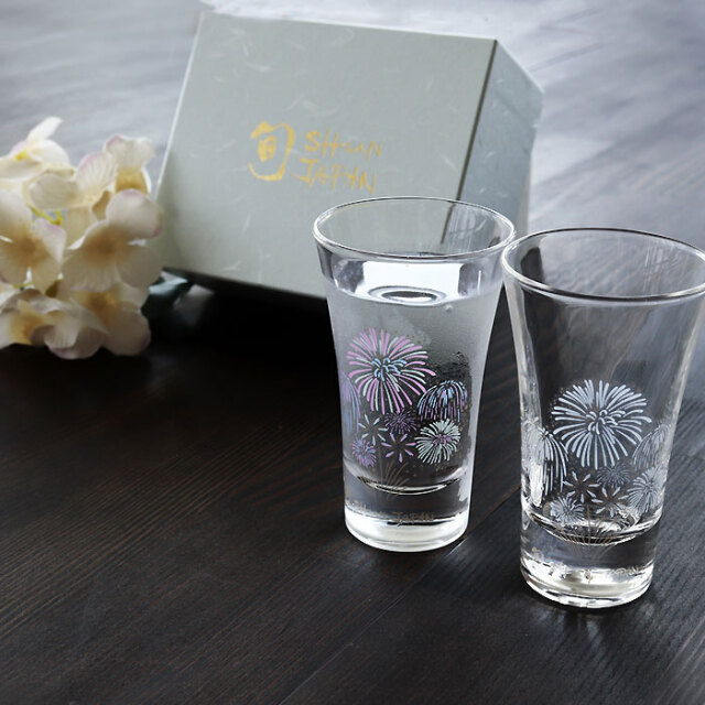 冷感花火 グラス天開ペアセット 箱入 | 丸モ高木陶器