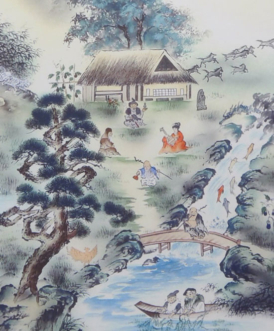 掛け軸 中居曠谷 平等院雪景 絹本 希少 軸装 茶道具 掛軸 美品 です