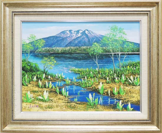 山小屋の灯」1991 F15 油絵 油彩画 絵画 アート 燧ヶ岳 尾瀬ヶ原 山小屋の