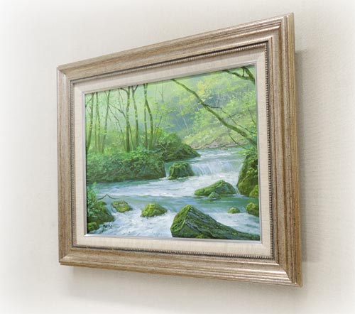 絵画 油絵 奥入瀬渓流 (関健造) 送料無料 【海・山】【肉筆】【油絵