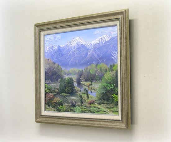 肉筆油絵(額付き)駒ヶ岳の春1980年汪