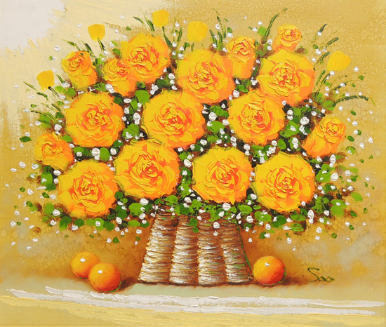 黄色のバラ 油絵 鄭 秀京 Soo a-1811.jpg