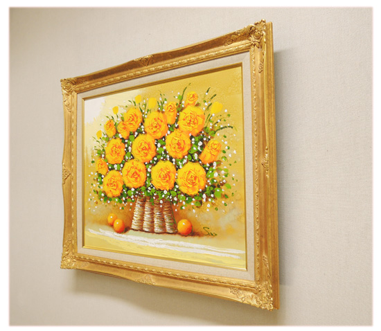 絵画 油絵 黄色いばら （SOO） 送料無料 【肉筆】【油絵】【花】 商品