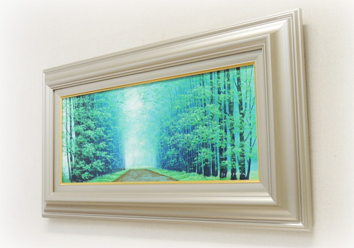 大型油絵『山水風景』肉筆油絵 風景画 作者在銘 木製額☆時代物☆ 絵画