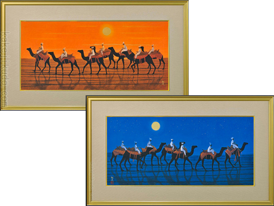 平山郁夫 絵画 シルクロードを行く《キャラバン東・太陽》《キャラバン