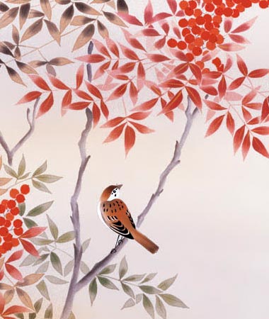 掛け軸 南天に雀 (長江桂舟) 送料無料 掛軸 商品詳細 掛け軸の販売