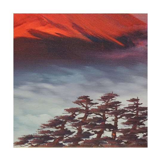 絵画シリーズNO3 油彩画 開運吉祥 富士山 森田浩二画伯「赤富士」6号