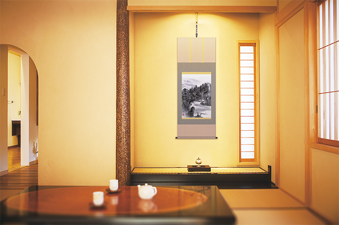 掛け軸 古川翠峯 吉野山 絹本 希少 軸装 茶道具 掛軸 美品 です