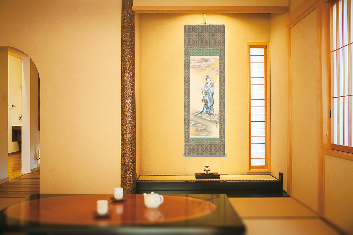 雲上観音 高木 瑞香 （尺五）肉筆 あ068！ 観音 - 掛け軸（掛軸）販売