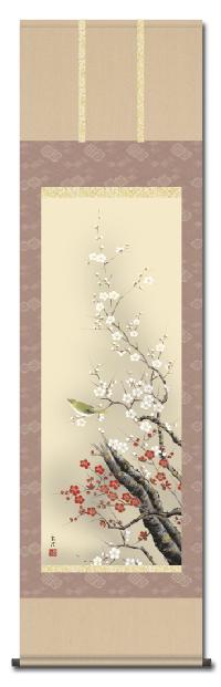 花鳥画 梅に鶯 清水玄澄 （春）尺五 【特価】！ 春 - 掛け軸（掛軸