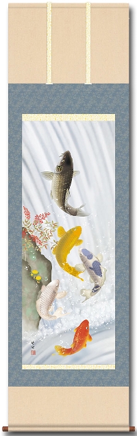 掛軸 林正仙 大入鯉 美品 掛軸 林正仙 大入鯉 美品 kakejiku_yg-3027-n