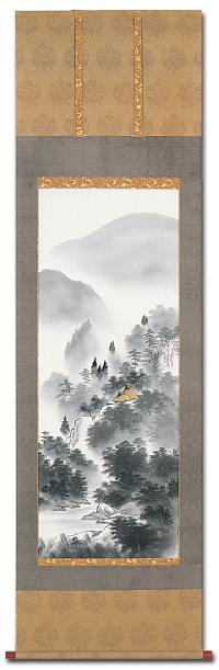水墨山水 今西峰山 尺五【肉筆】！ 山水画 - 掛け軸（掛軸）販売通販