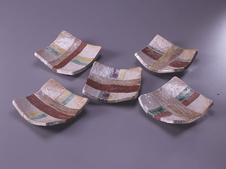 北大路魯山人 瀬戸 楓平向 五人 魯山人写 魯卿あん便り ー染付楓葉平向