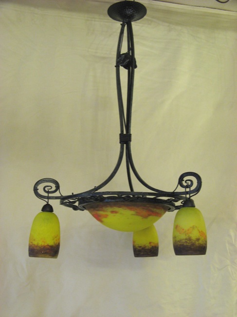 フランス アンティーク DEGUE アイアンフレーム 4灯 シャンデリア