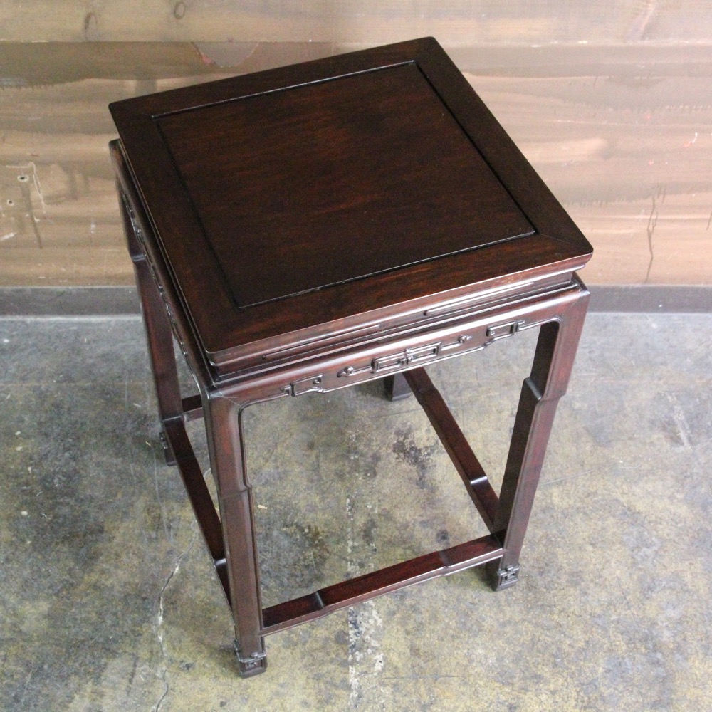 唐木 竹製 骨嵌 三足丸花台 古道具 唐木 竹製 骨嵌 三足丸花台 古道具