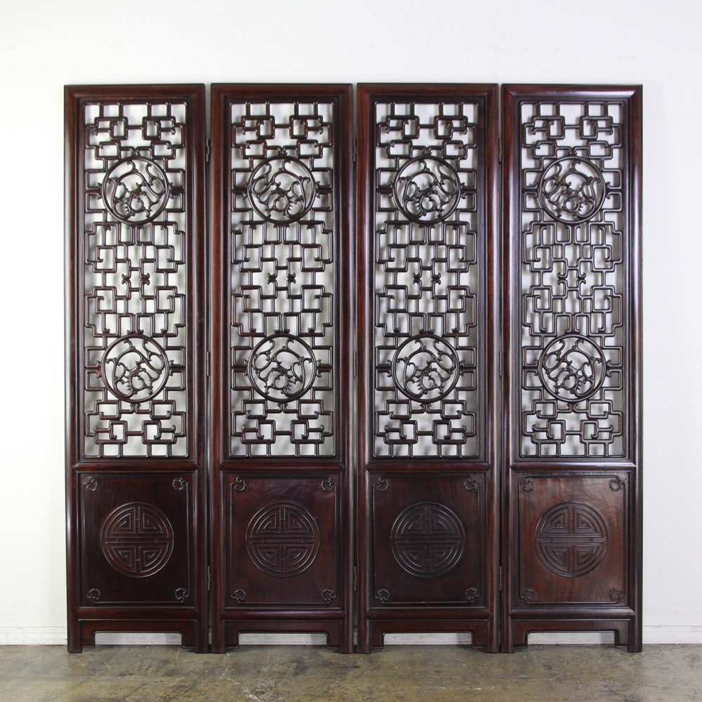 中国 ヴィンテージ 唐木 透かし彫り パーテーション | キヤアンティークス