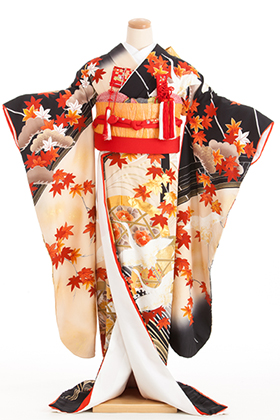 引き振袖 婚礼 花嫁用 鶴 藤 ちりめん比翼付き 正絹 身丈193cm