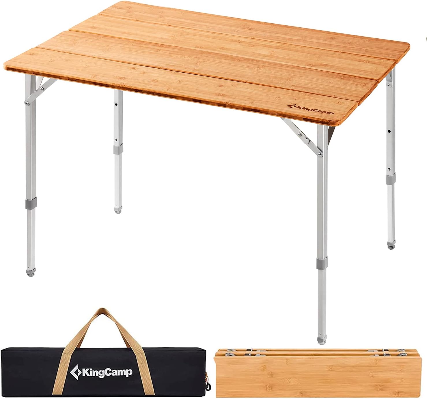 Now Buy Bamboo Folding Adjustable Height Table from KingCamp