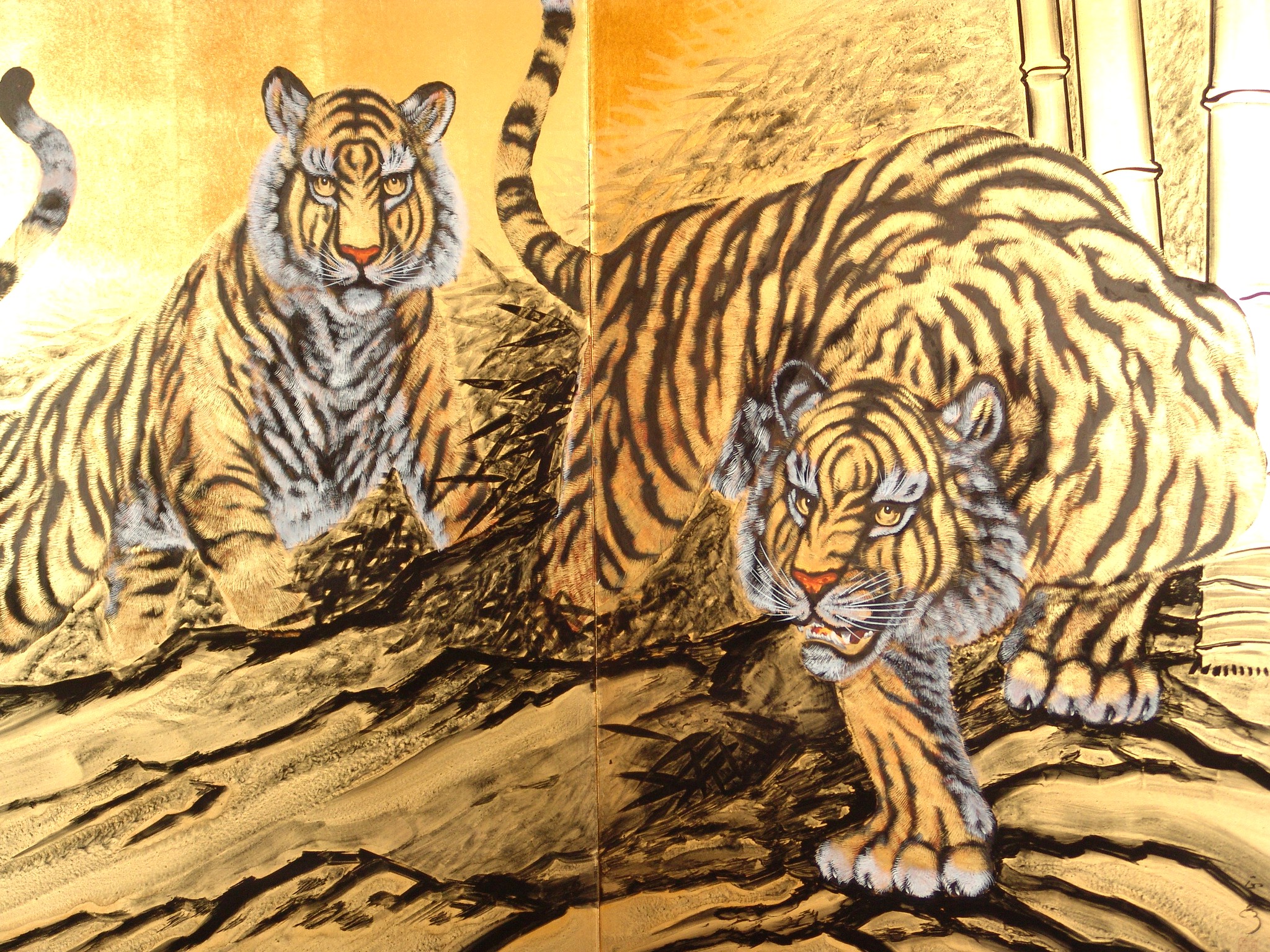 輝夜 自作絵画 虎とねずみ 輝夜 自作絵画 虎とねずみ 現代水墨画「虎嘯