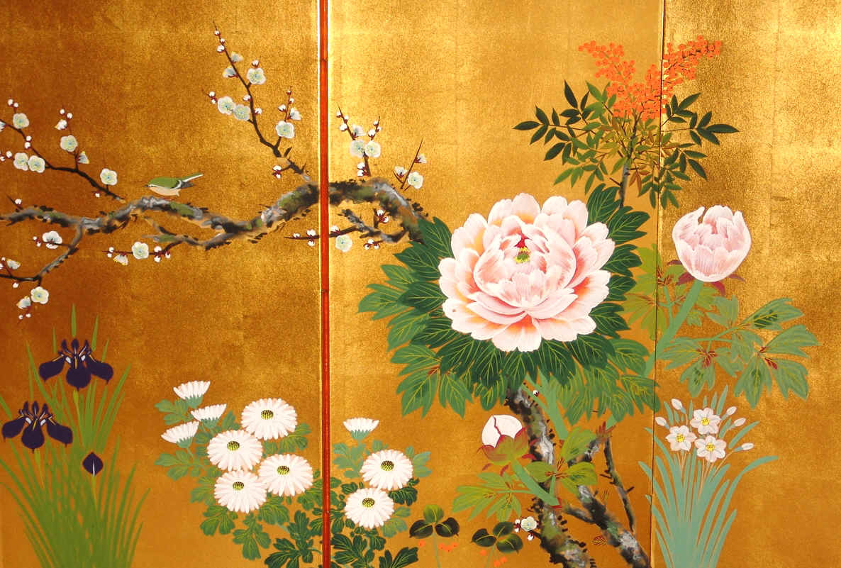 金屏風 日本画金屏風の製造/通信販売(通販) 御子柴屏風店