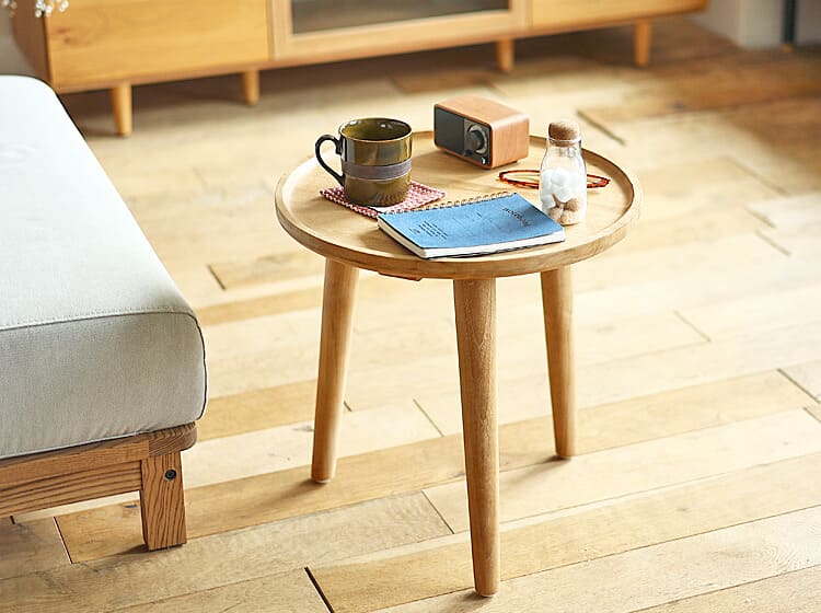 英国調円形テーブル/サイドテーブル 幅60cm ブラウンAmazon