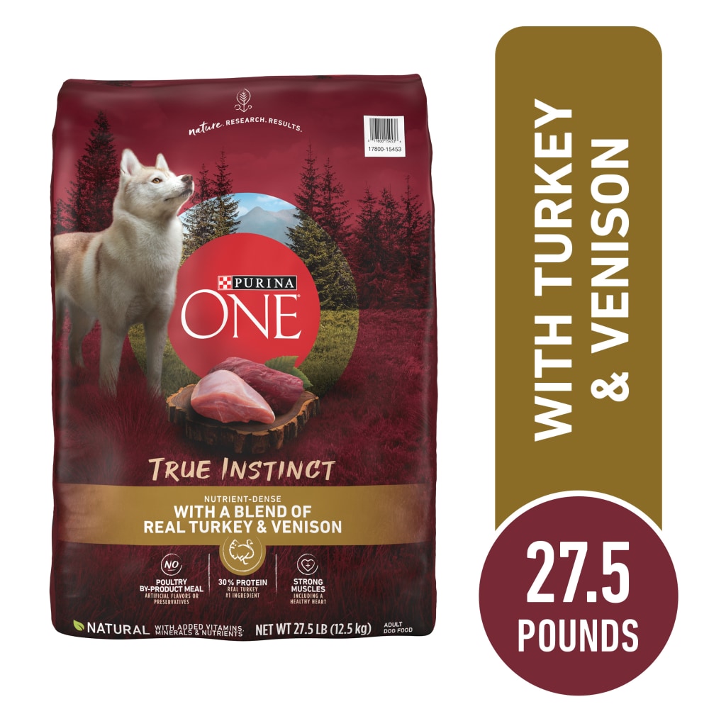 Purina ONE True Instinct Adult Dry Dog Food Turkey & Venison, 27.5