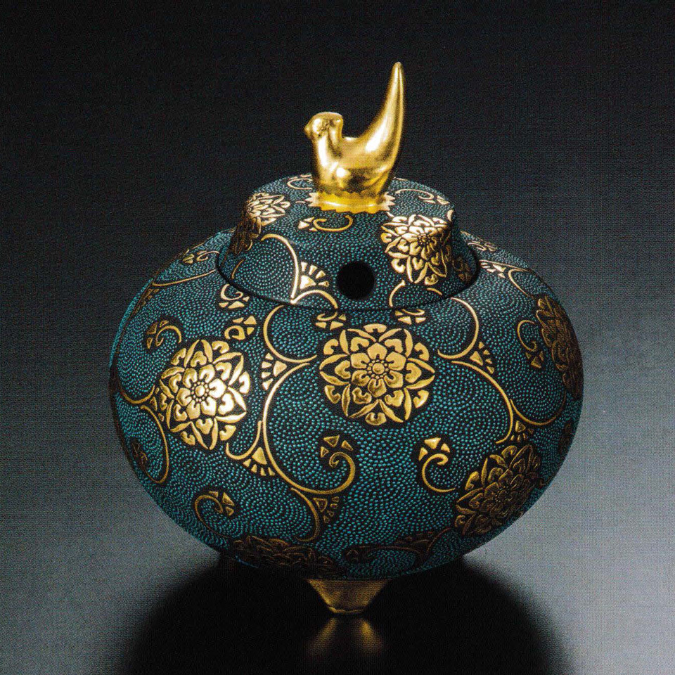 九谷焼 作家作品 谷敷正人 雅彩双鶴紋 花瓶