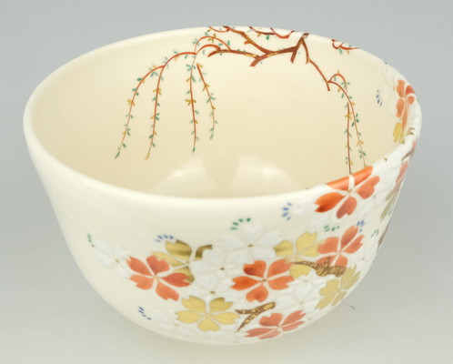 栗山園オンライン通販部 / 【出物】 桜柳茶碗 茜窯（岡田華渓）