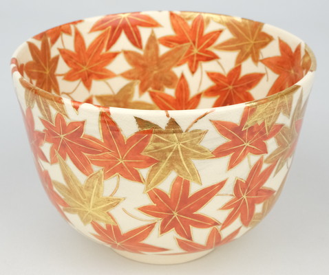 栗山園オンライン通販部 / 【出物】 仁清写紅葉絵茶碗 茜窯（岡田華渓）