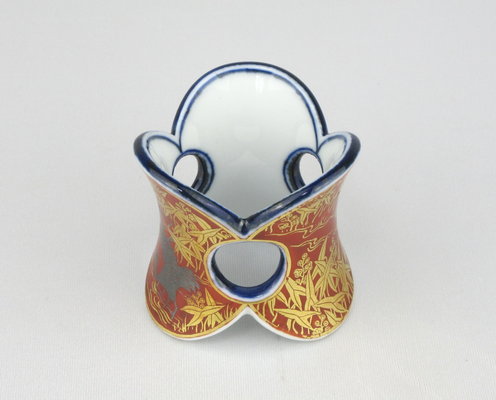 村田耕閑造 唐銅 朧銀滅金 四方佛蓋置 共箱