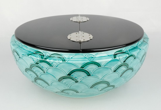 栗山園オンライン通販部 / 【出物】 青交趾青海波水指 加藤利昇