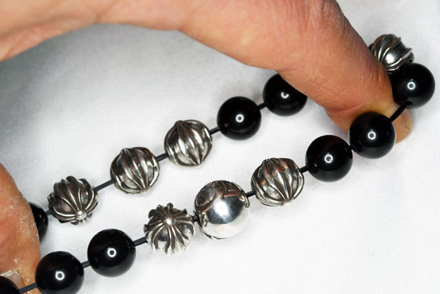 クロムハーツ オニキス ビーズブレスレット8mm ゴム交換修理 ｜ クロム