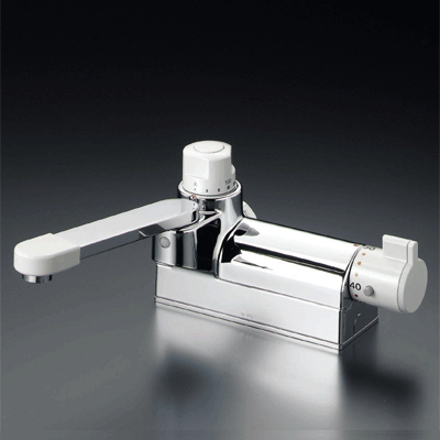 KVK 浴室用台付サーモKM3008L混合水栓 クロームメッキ 40℃対応