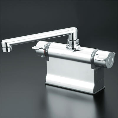 KVK 浴室用台付サーモKM3008L混合水栓 クロームメッキ 40℃対応