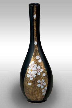 九谷焼》 ツル首花瓶・桜花～プレゼントや贈り物、記念品におすすめ