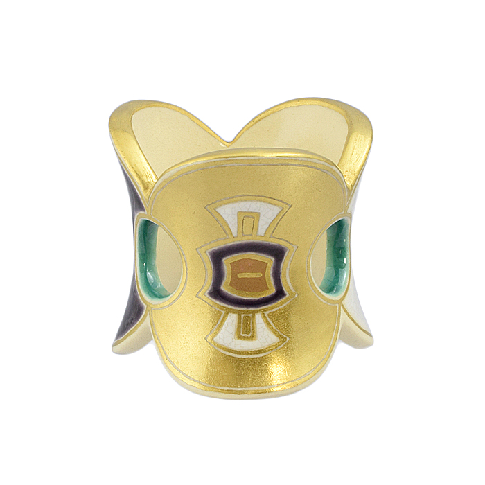 古物】蓋置 色絵 分銅 宮川香雲作 〈U0515〉