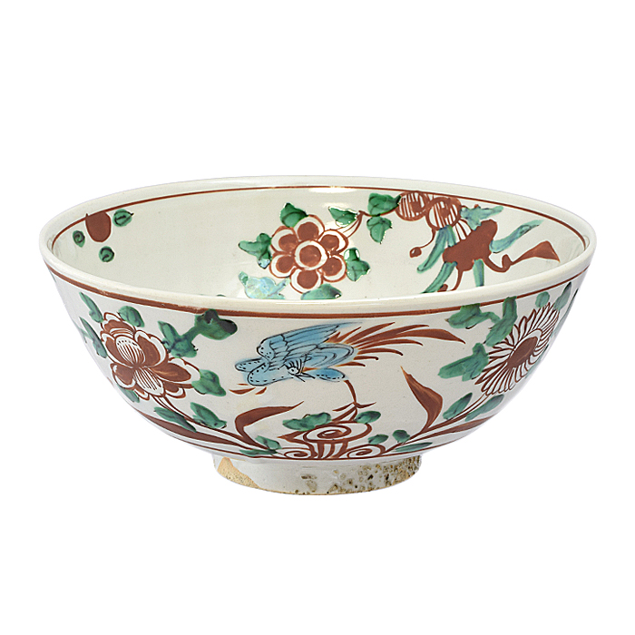 須佐焼 古須佐 色絵易経鬼図鉢 幕末ー明治期 合箱付 V R6124 須佐焼 古