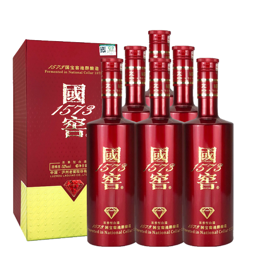 泸州老窖国窖1573国宝红52度白酒500ml*6瓶整箱装-